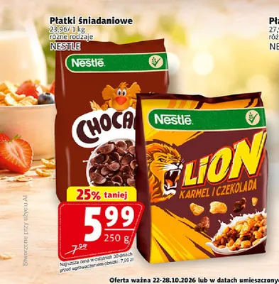 Płatki śniadaniowe Lion karmel i czekolada Nestlé promocja w Prim Market