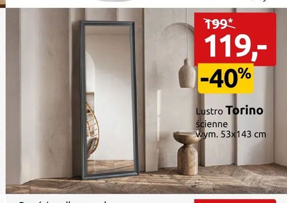 Lustro Torino ścienne 53x143 cm promocja w Black Red White
