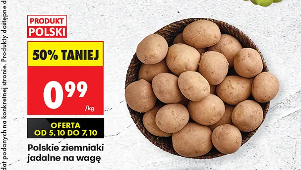 Ziemniaki jadalne polskie na wagę promocja w Biedronka