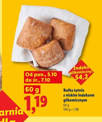 Bułka żytnia z niskim indeksem glikemicznym promocja w Lidl