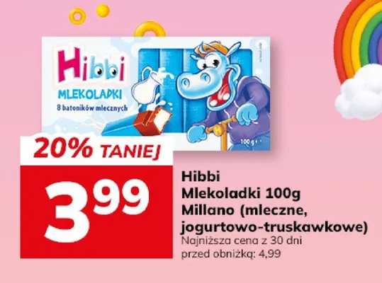 Mlekoladki jogurtowo-truskawkowe Hibbi Millano promocja w Hitpol