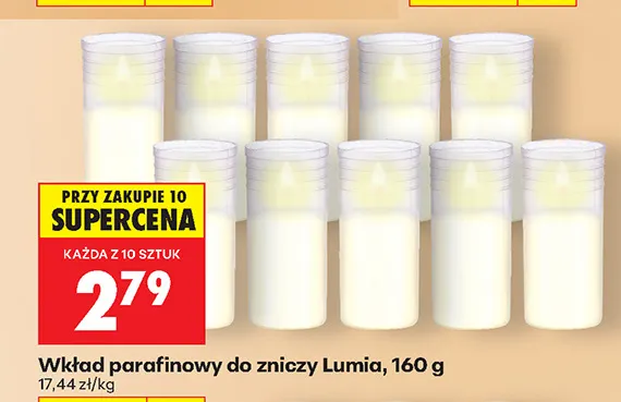 Wkład parafinowy do zniczy Lumia promocja w Biedronka