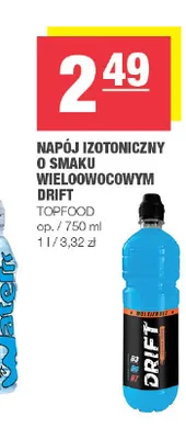 Napój izotoniczny Drift o smaku wieloowocowym promocja w SPAR