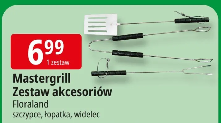 Zestaw akcesoriów Floraland szczypce, łopatka, widelec promocja w Leclerc
