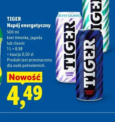 Napój energetyczny Tiger kiwi limonka promocja w Lidl