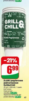 Kubki papierowe jednorazowe Grill&Chill promocja w Dino