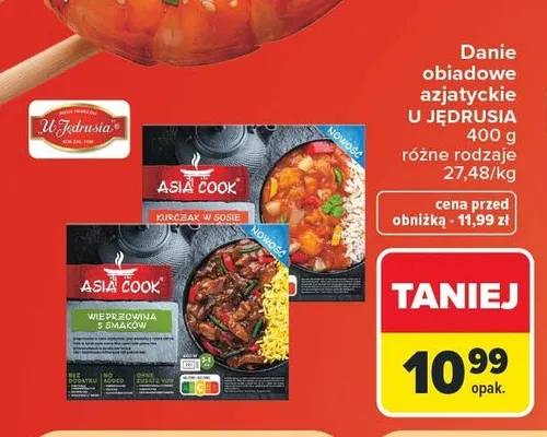 Danie obiadowe azjatyckie Kurczak w sosie słodko-kwaśnym Asia Cook U Jędrusia promocja w Carrefour