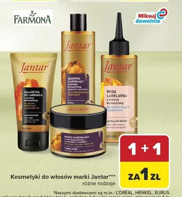 Woda lameralna do włosów Jantar promocja w Carrefour