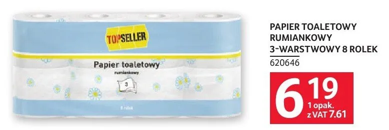 Papier toaletowy rumiankowy 3-warstwowy 8 rolek promocja w Selgros