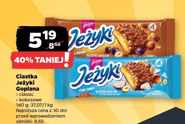 Ciastka Jeżyki kokosowe promocja w Netto