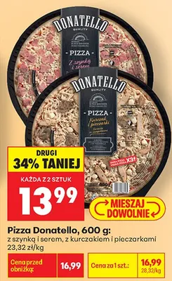 Pizza Donatello z szynką i serem promocja w Biedronka
