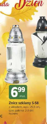 Znicz szklany S-58 Płomyk promocja w Marketvita