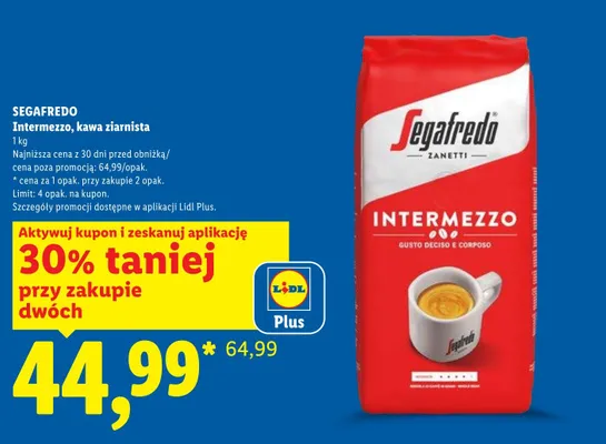 Kawa ziarnista Segafredo Intermezzo promocja w Lidl