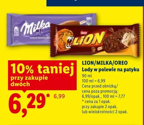 Lody w polewie na patyku OREO promocja w Lidl