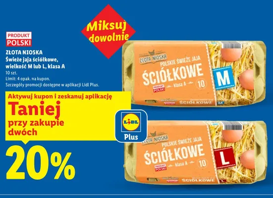 Jaja ściółkowe świeże polskie wielkość M lub L klasa A promocja w Lidl