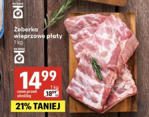 Żeberka wieprzowe płaty promocja w Delikatesy Centrum