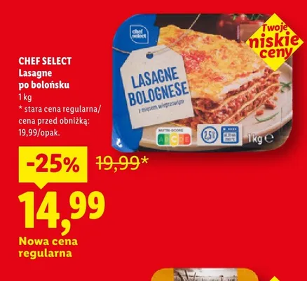 Lasagne po bolońsku Chef Select promocja w Lidl