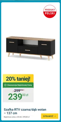 Szafka RTV czarna/dąb wotan 137 cm promocja w ERLI
