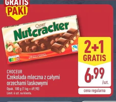 Czekolada mleczna z całymi orzechami laskowymi Choceur promocja w Aldi