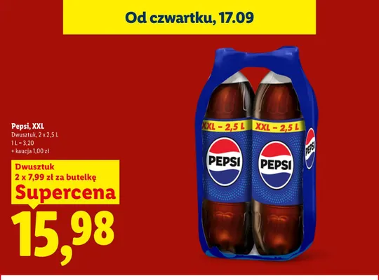 Napój gazowany Pepsi XXL 2-pak 2,5 l promocja w Lidl