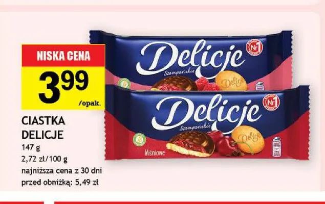 Ciastka Delicje malinowe promocja w Gram Market