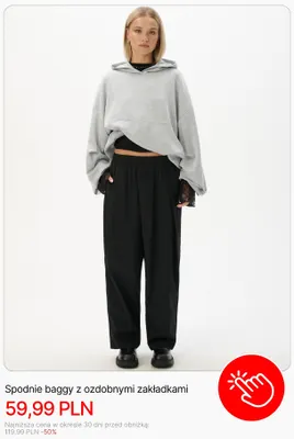 Spodnie baggy z ozdobnymi zakładkami Cropp promocja w Cropp