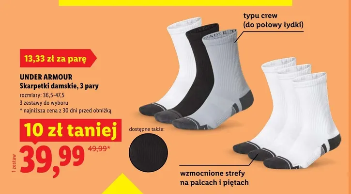 Skarpetki damskie Under Armour 3-pak promocja w Lidl