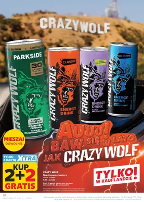Napój energetyzujący Crazy Wolf Bez cukru promocja w Kaufland