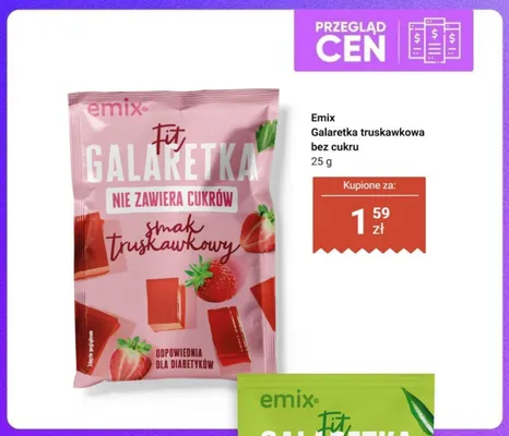 Galaretka truskawkowa bez cukru Emix Fit promocja w Dino