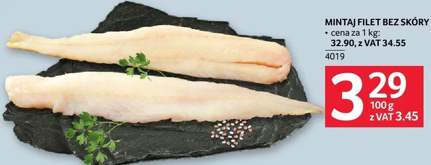 Mintaj filet bez skóry cena za 1 kg promocja w Selgros
