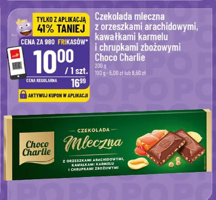 Czekolada mleczna z orzeszkami arachidowymi, kawałkami karmelu i chrupkami zbożowymi Choco Charlie promocja w POLOmarket