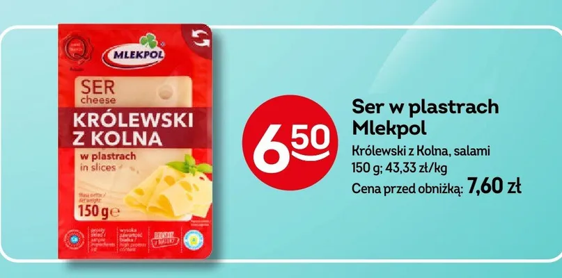 Ser w plastrach królewski z kolna, salami promocja w Żabka