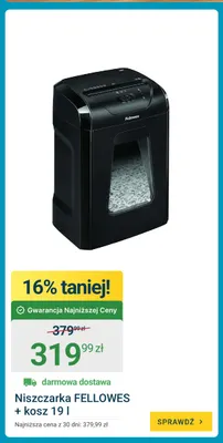 Niszczarka Fellowes kosz 19 l promocja w ERLI