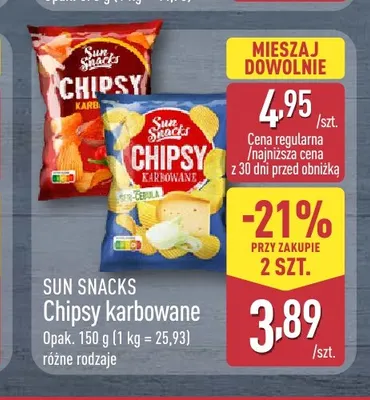 Chipsy karbowane Sun Snacks promocja w Aldi