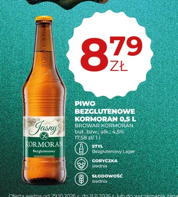 Piwo bezglutenowe Kormoran Jasny promocja w Duży Ben
