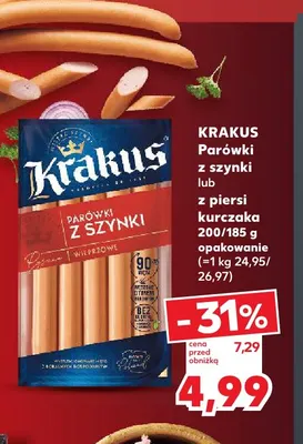 Parówki z piersi kurczaka Krakus promocja w Kaufland