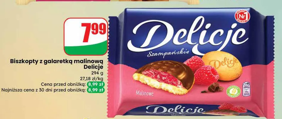 Biszkopty z galaretką malinową promocja w Dino