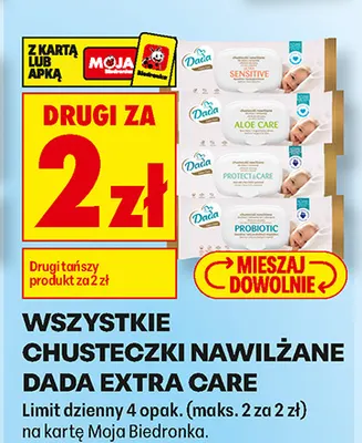Chusteczki nawilżane Dada Extra Care Aloe promocja w Biedronka