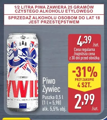 Piwo Żywiec Premium promocja w Aldi
