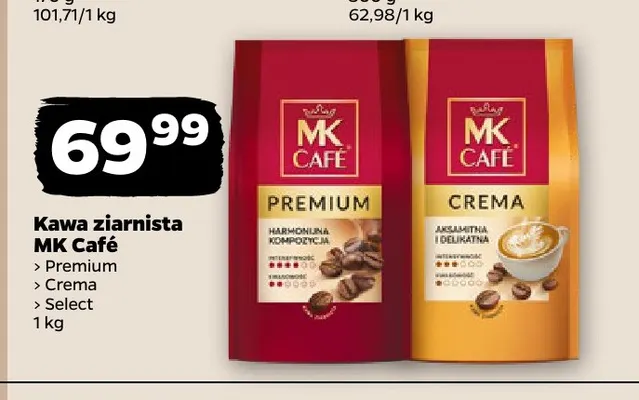 Kawa ziarnista MK Café Premium promocja w Netto