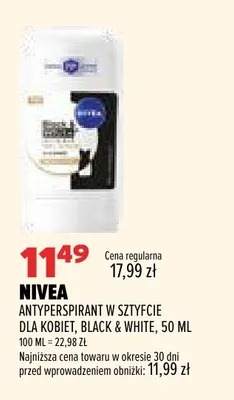 Antyperspirant w sztyfcie dla kobiet Black & White Nivea promocja w Drogerie Natura