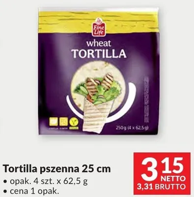Tortilla pszenna 25 cm Fine Life promocja w Makro