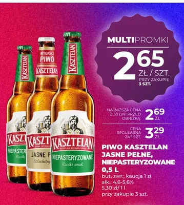 Piwo Kasztelan niepasteryzowane promocja w Duży Ben
