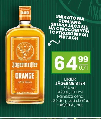 Likier Jägermeister Orange 33% vol. promocja w Twój Market