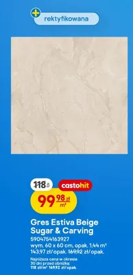Gres Estiva Beige Sugar & Carving promocja w Castorama