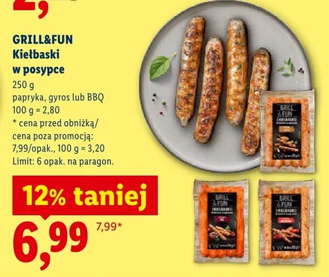 Kiełbaski w posypce papryka Grill&Fun promocja w Lidl