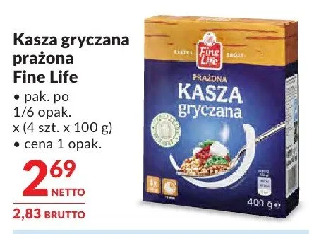 Kasza gryczana prażona Fine Life promocja w Makro