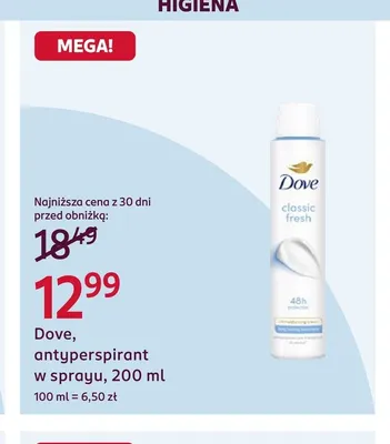 Antyperspirant w sprayu Dove promocja w Rossmann