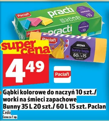 Gąbki kolorowe do naczyń 10szt./worki na śmieci zapachowe Bunny 35l 20szt./60l 15szt. promocja w TOPAZ