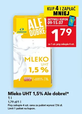 Mleko UHT 1,5% Ale Dobre! promocja w LEWIATAN